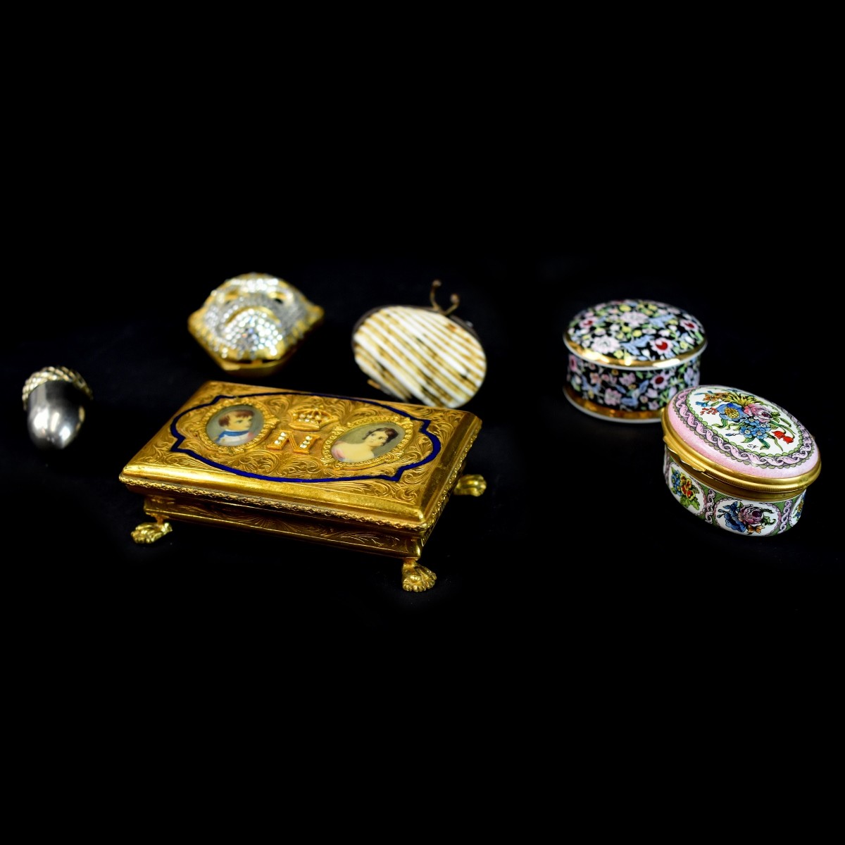 Napoleonic Box and (5) Assorted Pill Boxes