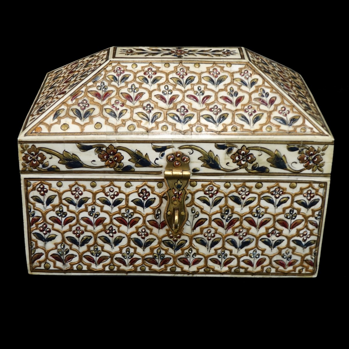 Middle Eastern Bone & Painted Jewelry Box