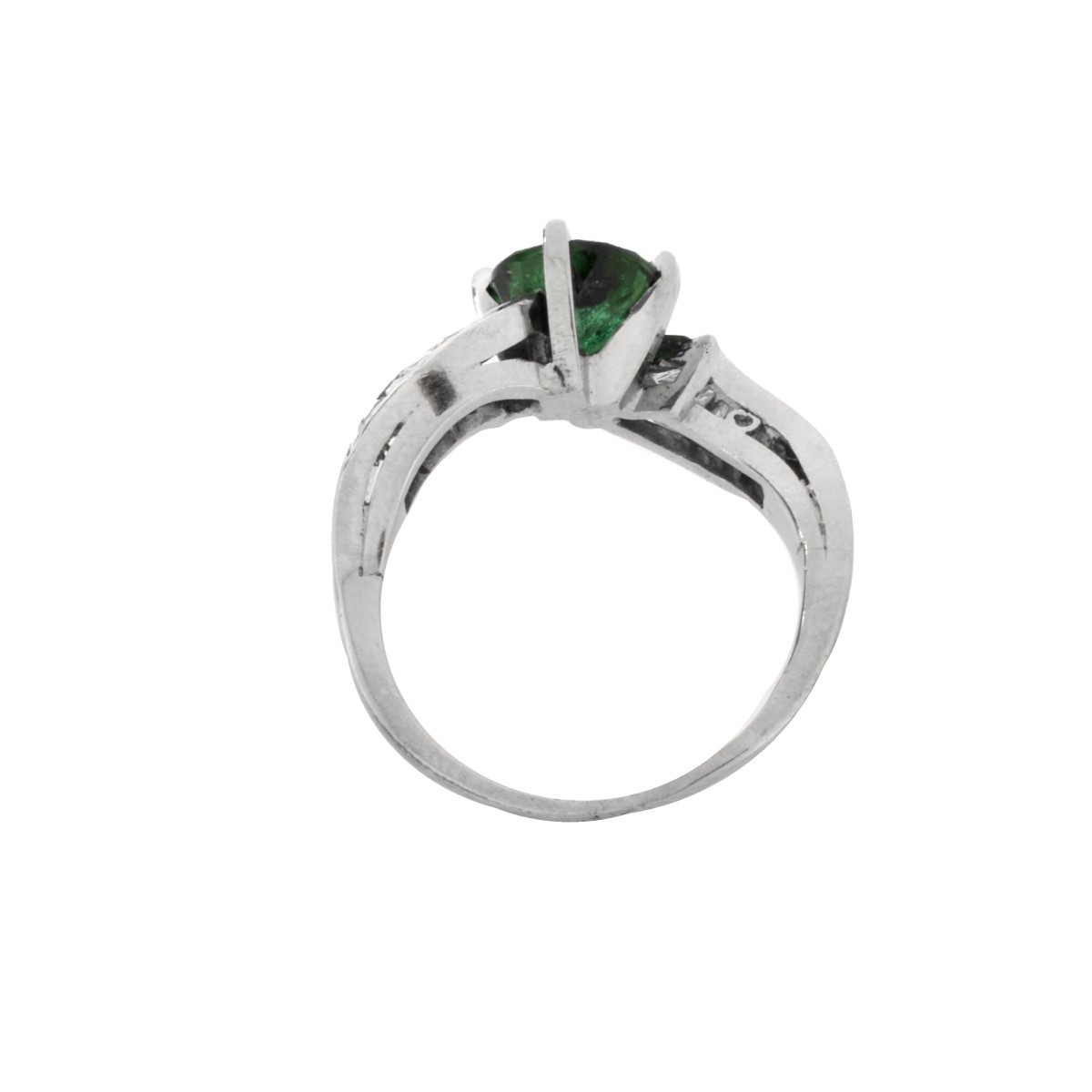 Deco Emerald, Diamond and Platinum Ring