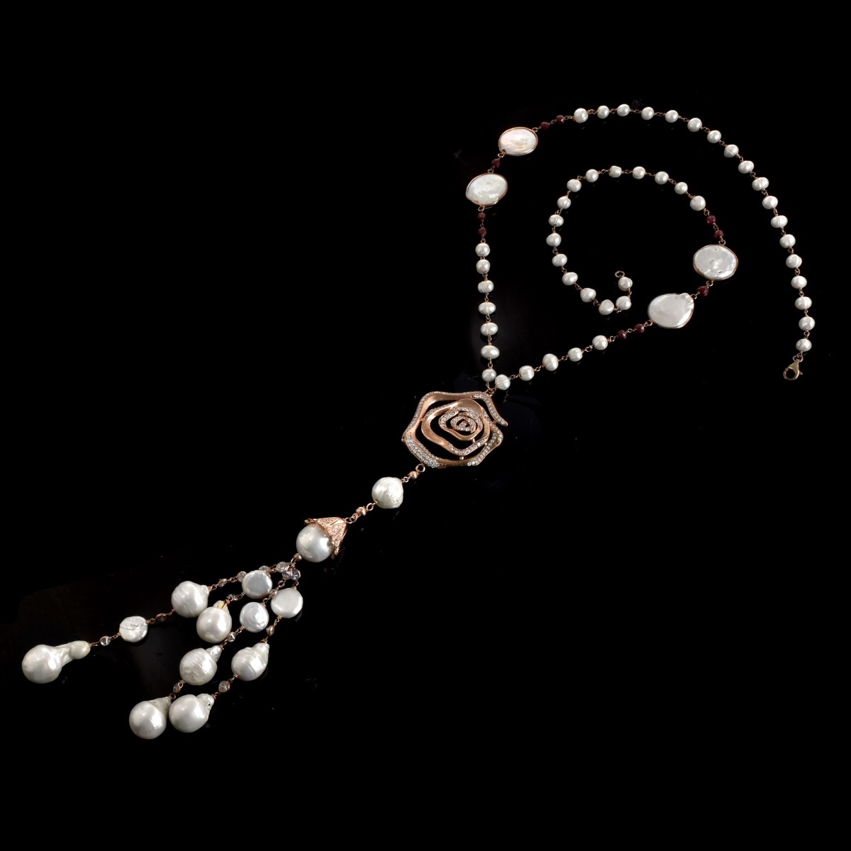Pearl, CZ and Vermeil Necklace