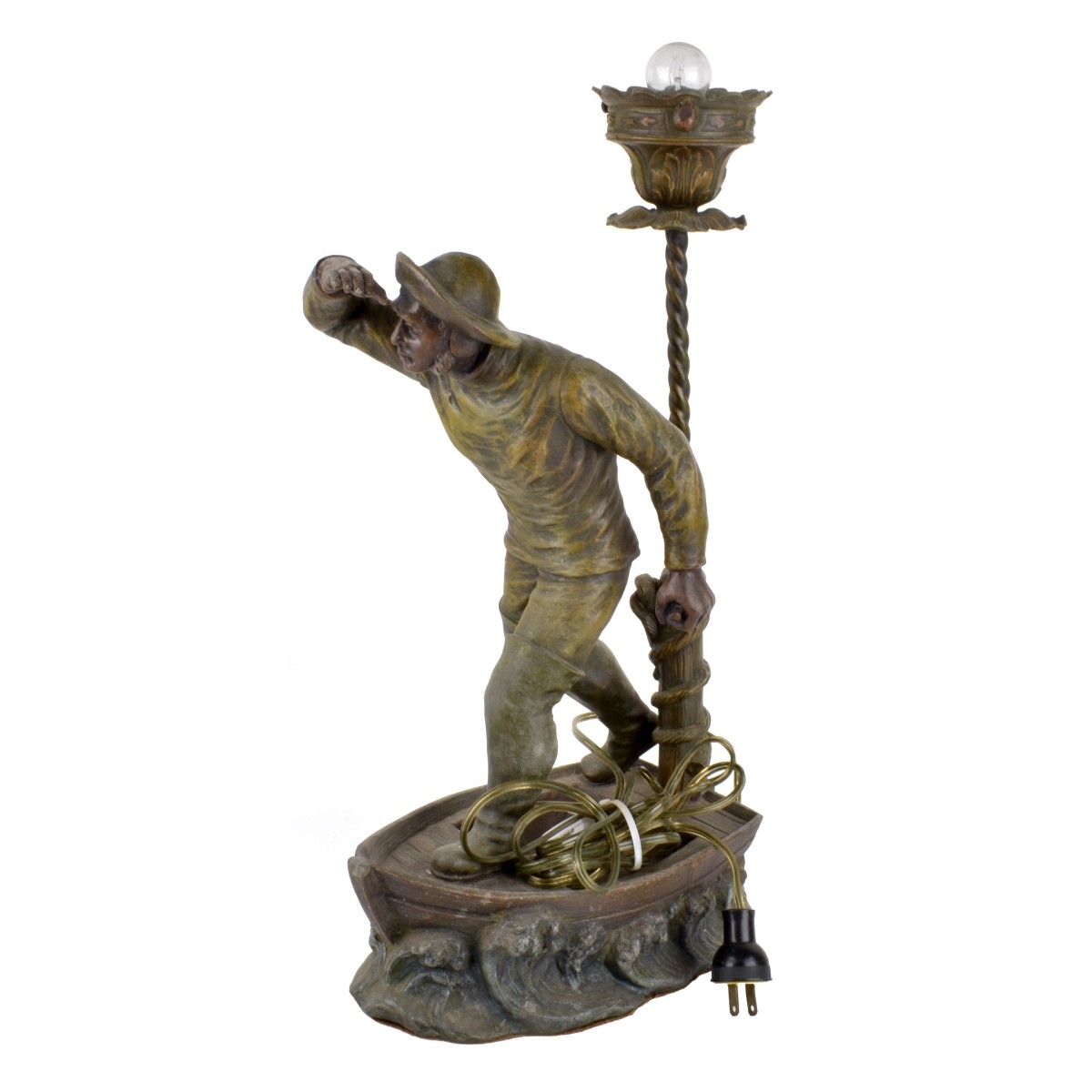 Antique French Spelter Sculpture as a Lamp