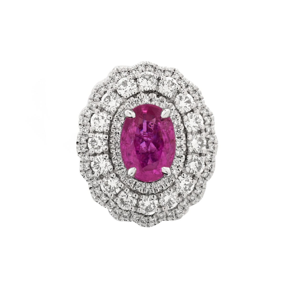 GIA Burma Ruby, Diamond and Platinum Ring
