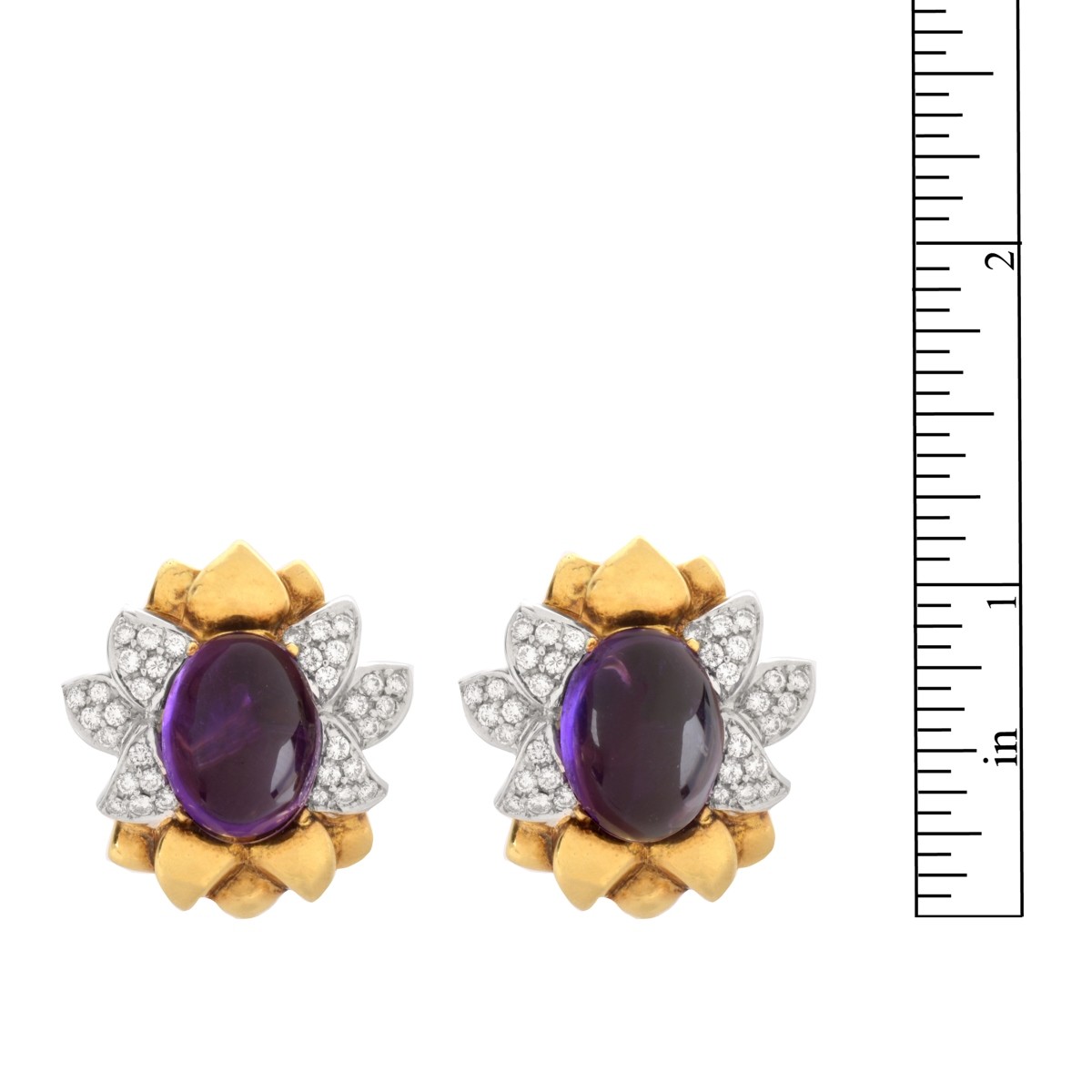 Amethyst, Diamond and 18K Earrings