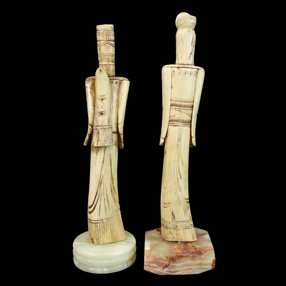 Pair of Chinese Carved Bone Figures