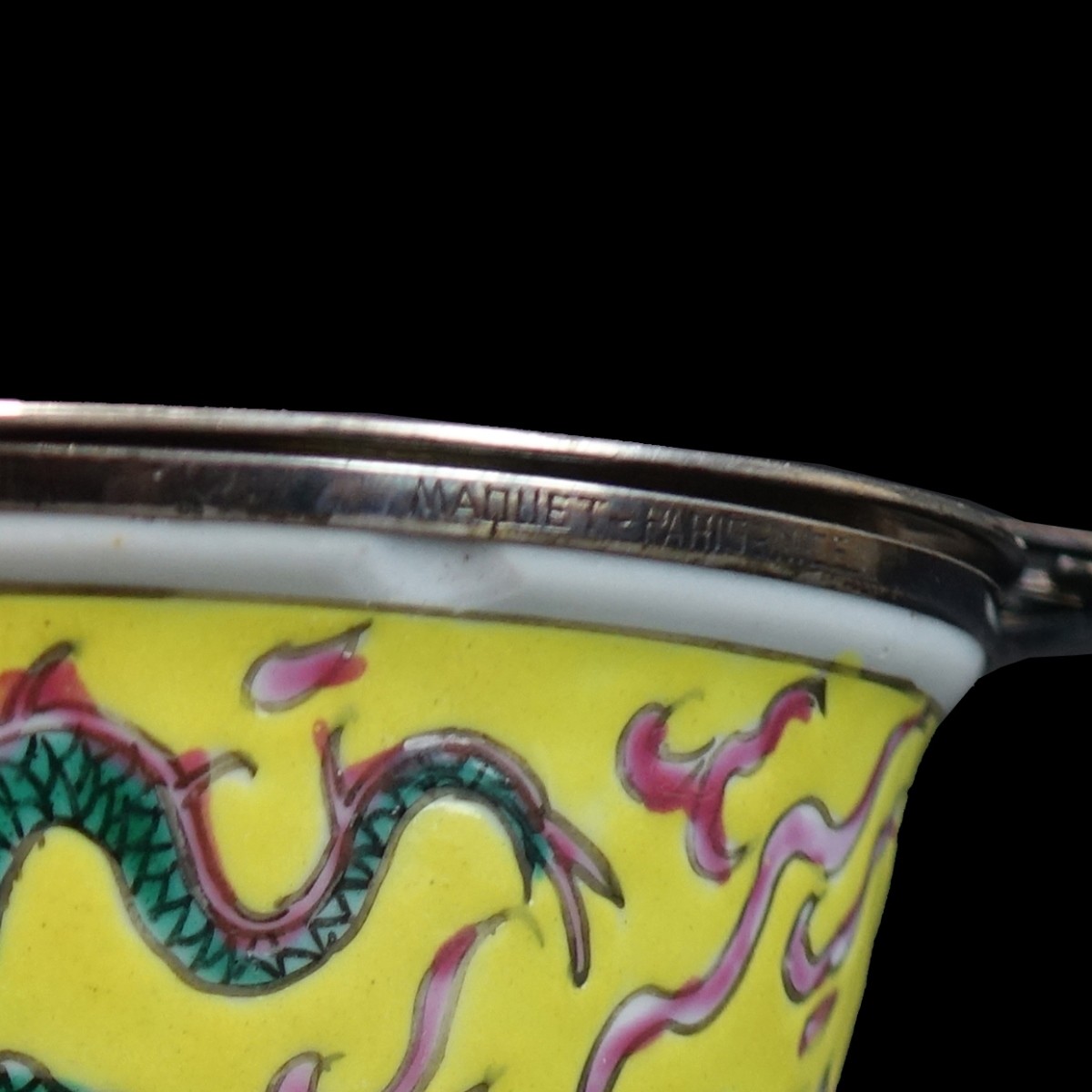 20th C. Chinese Stem Cup w/ Silver Mounts