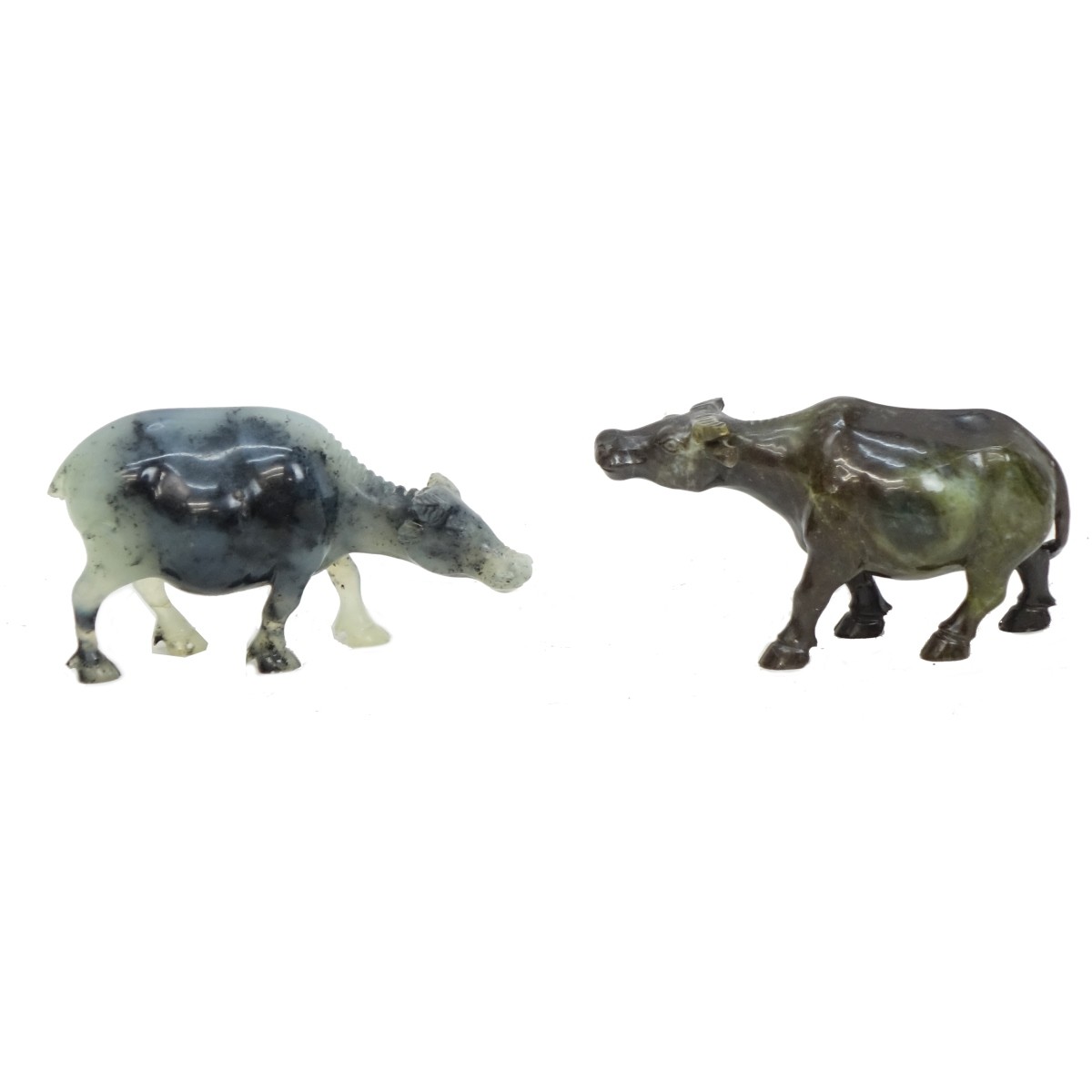 Chinese Carved Jade Cattle Figures