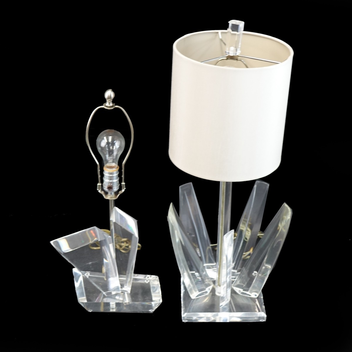 Two Van Teal Lucite Table Lamps