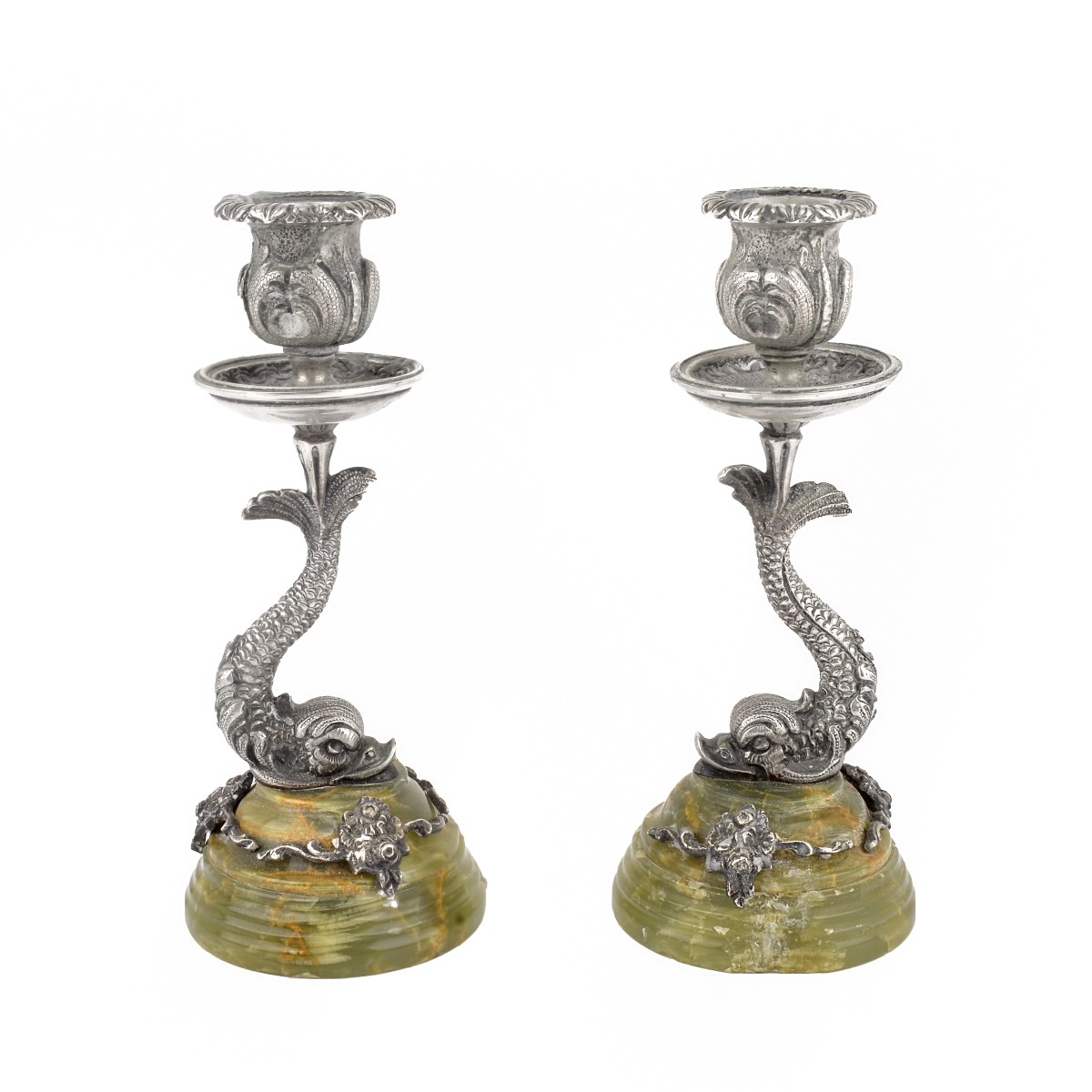 Pair of Empire Style Dolphin Candlesticks