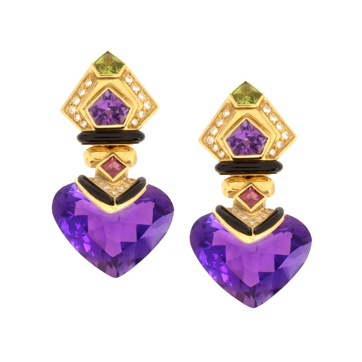 Gemstone, Diamond and 18K Earrings