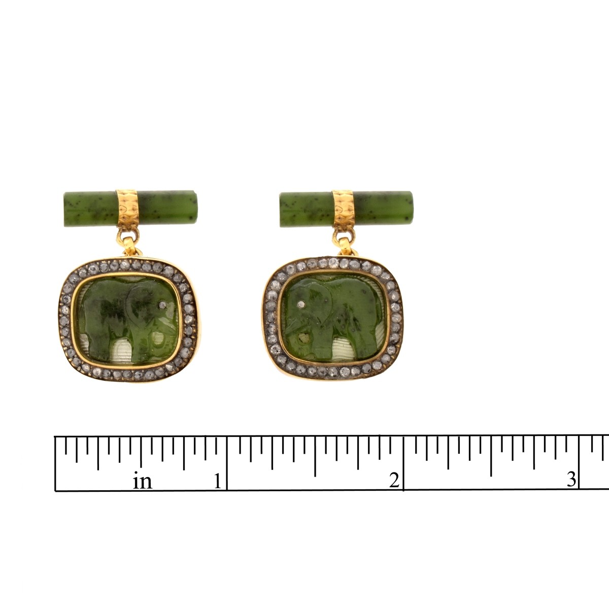 Russian Jade and 14K Cufflinks