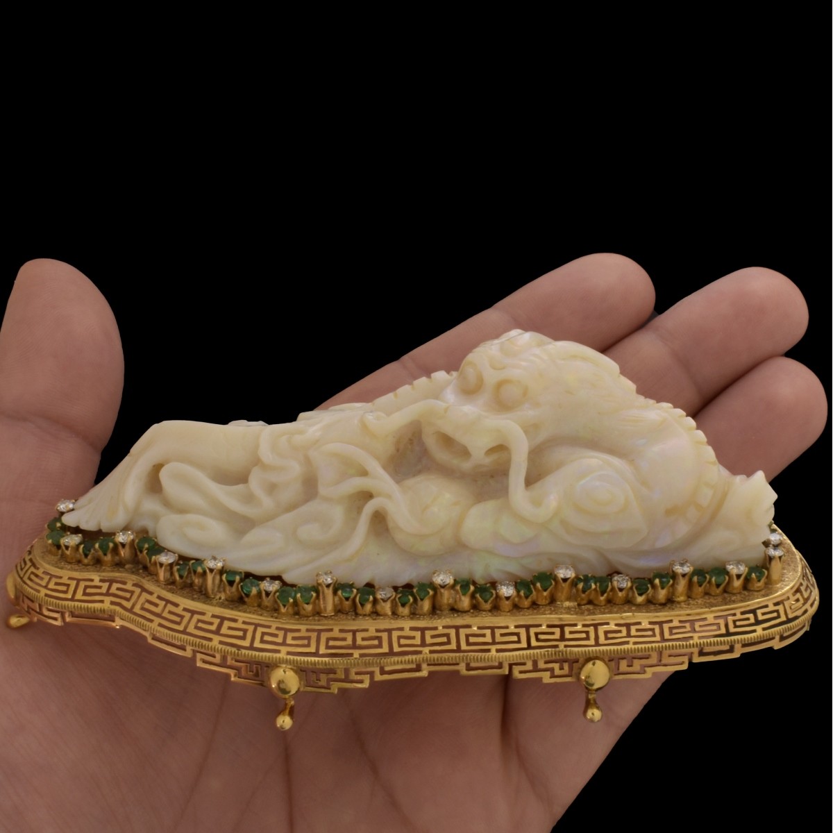 Chinese Carved Opal Dragon