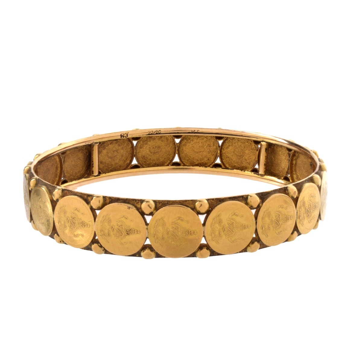 22/20K Gold "Coin" Bangle Bracelet