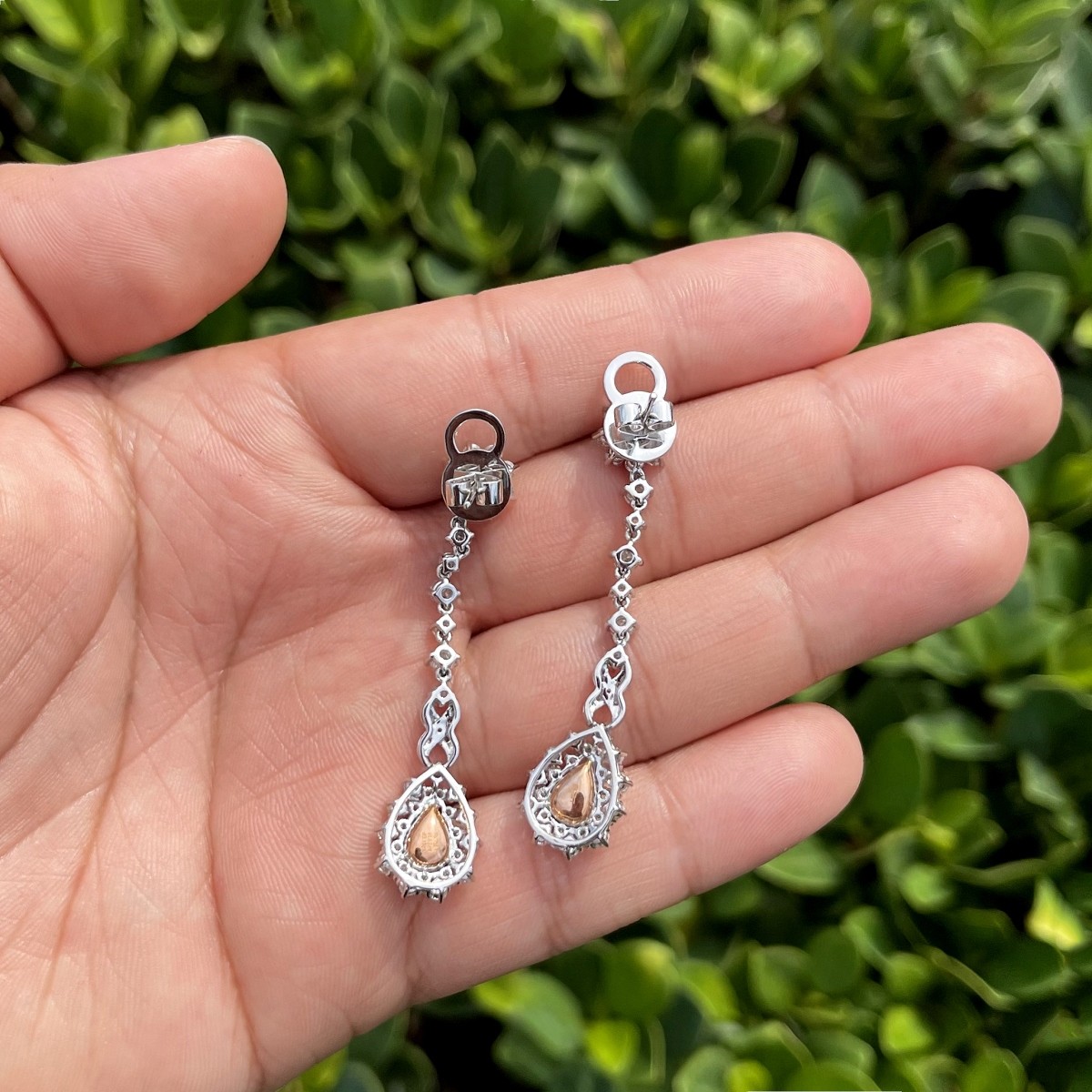 Fancy Color Diamond and 18K Earrings