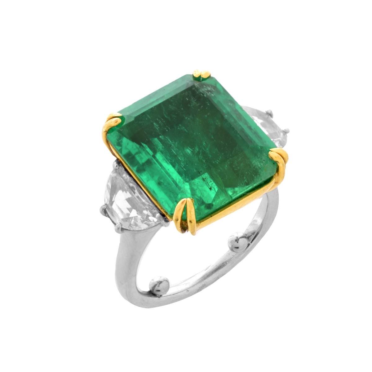 GIA Emerald, Diamond and 18K Ring
