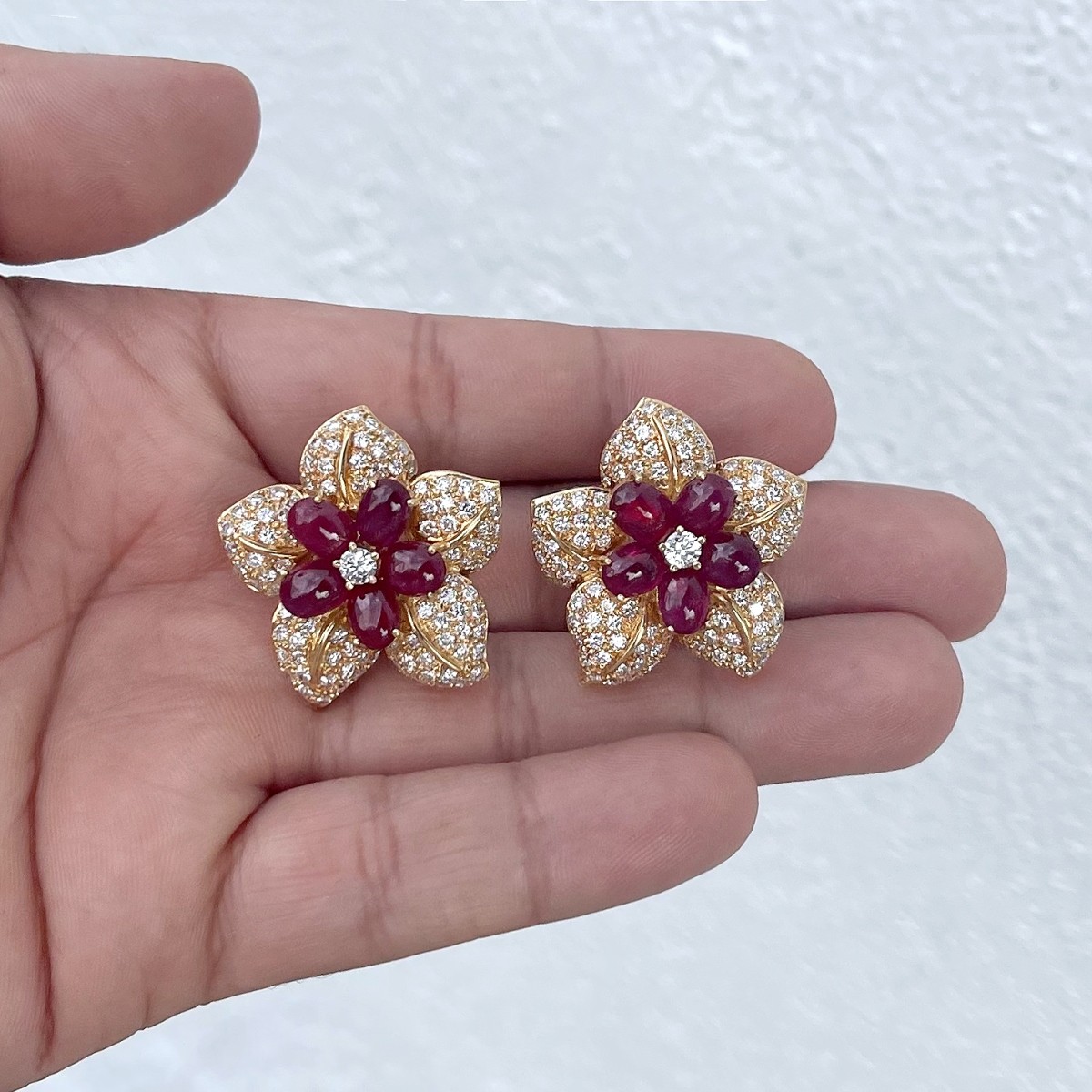 GIA Ruby, Diamond and 18K Earrings
