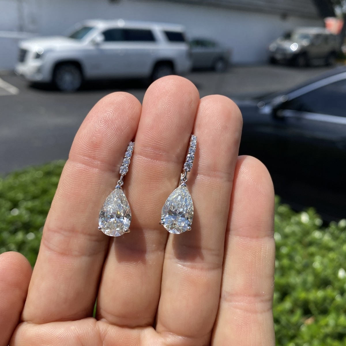 GIA 10.65ct Diamond and 18K Earrings