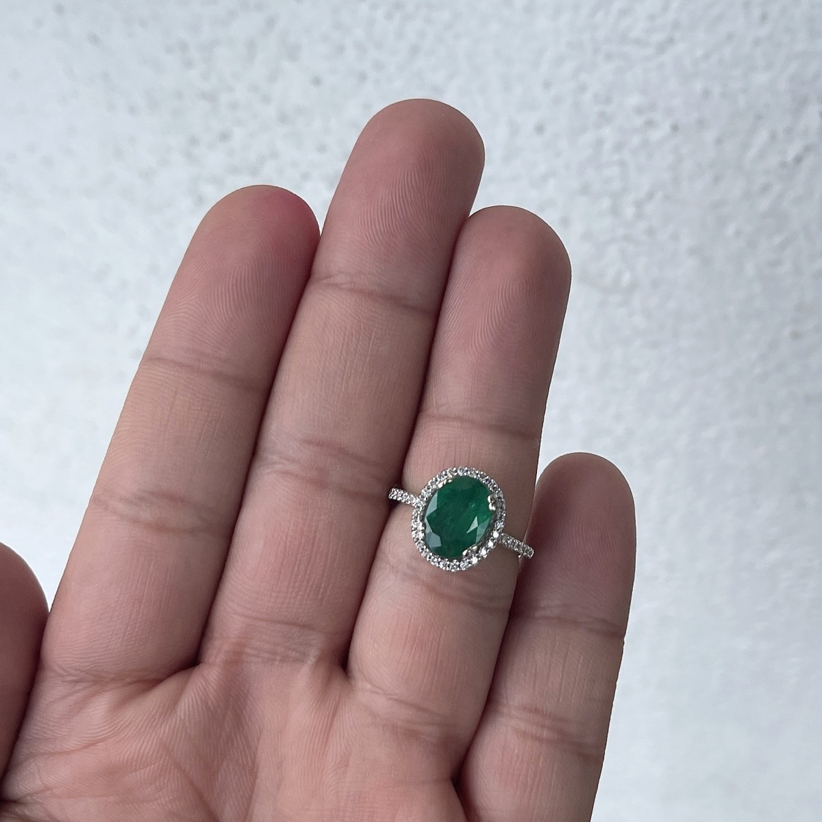 Emerald, Diamond and 14K Ring