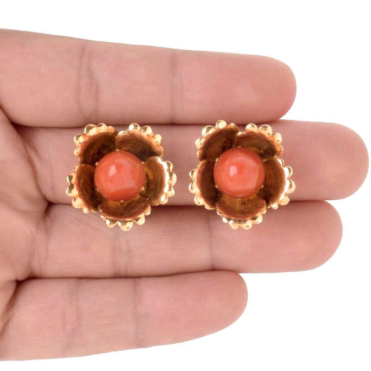Coral and 18K Earrings