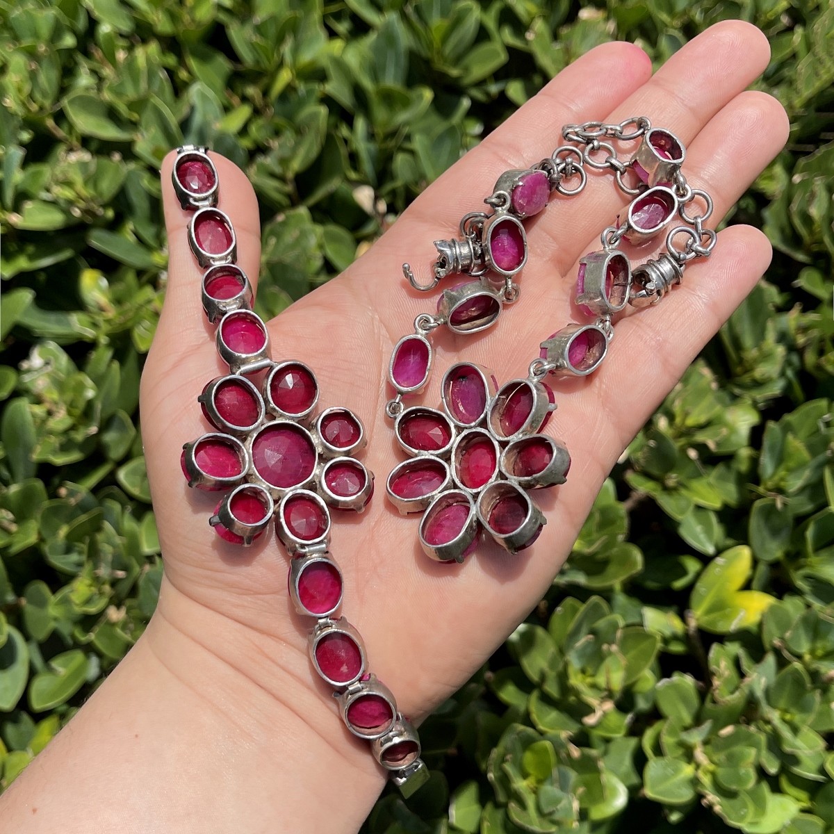 Ruby and Sterling Necklace and Bracelet