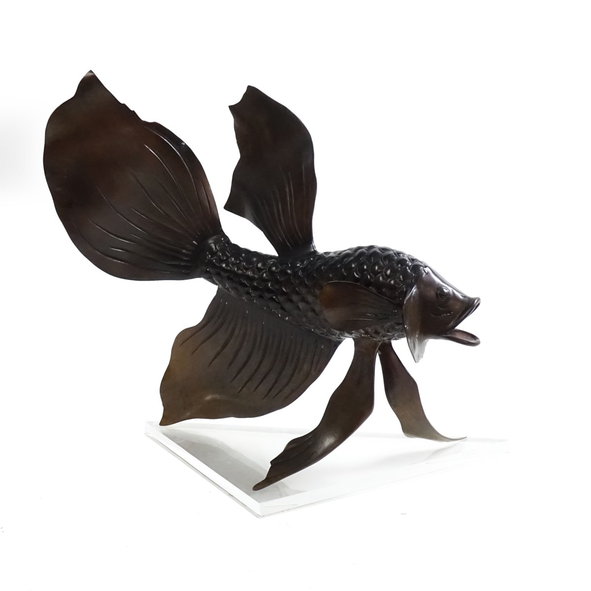 20th C. Bronze Betta Fish Sculpture