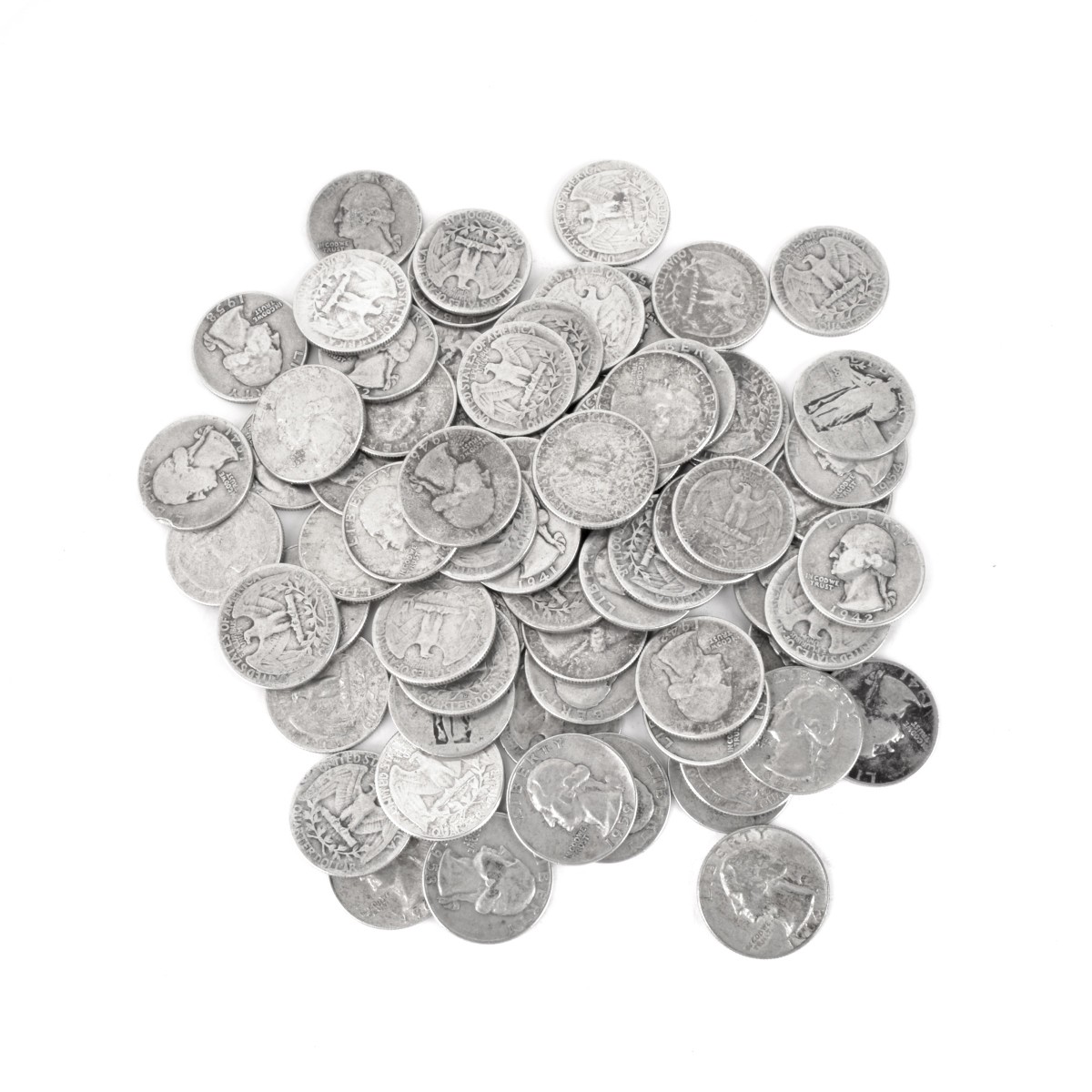 Seventy One US Silver Quarters