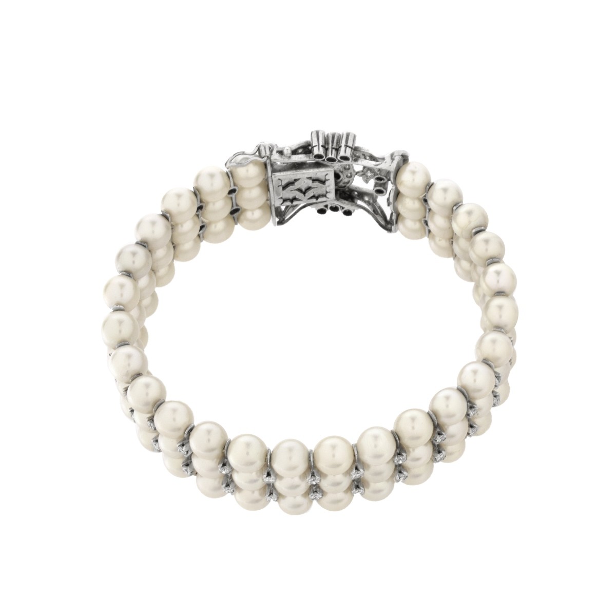Diamond, Pearl and 18K Bracelet | Kodner Auctions