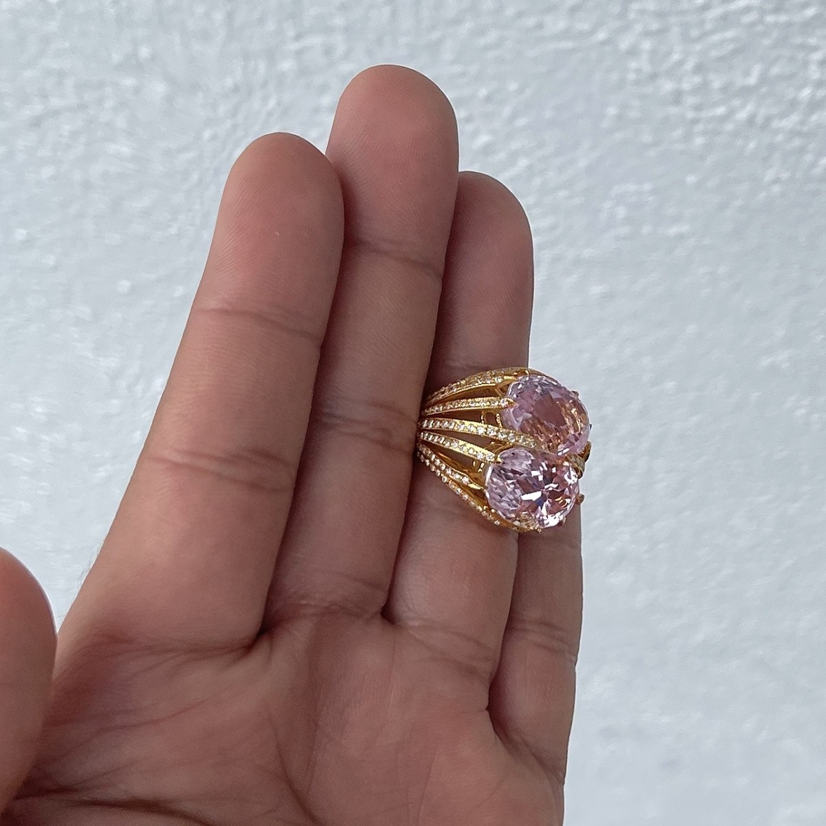 Kunzite, Diamond and 18K Ring
