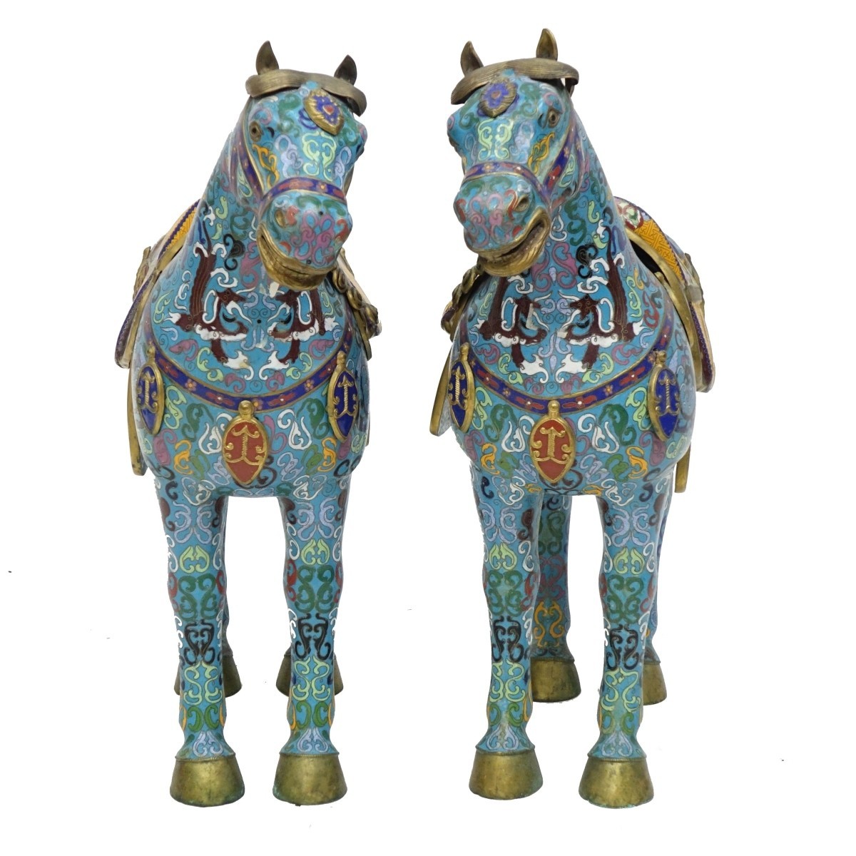 Chinese Cloisonne Enamel Horses