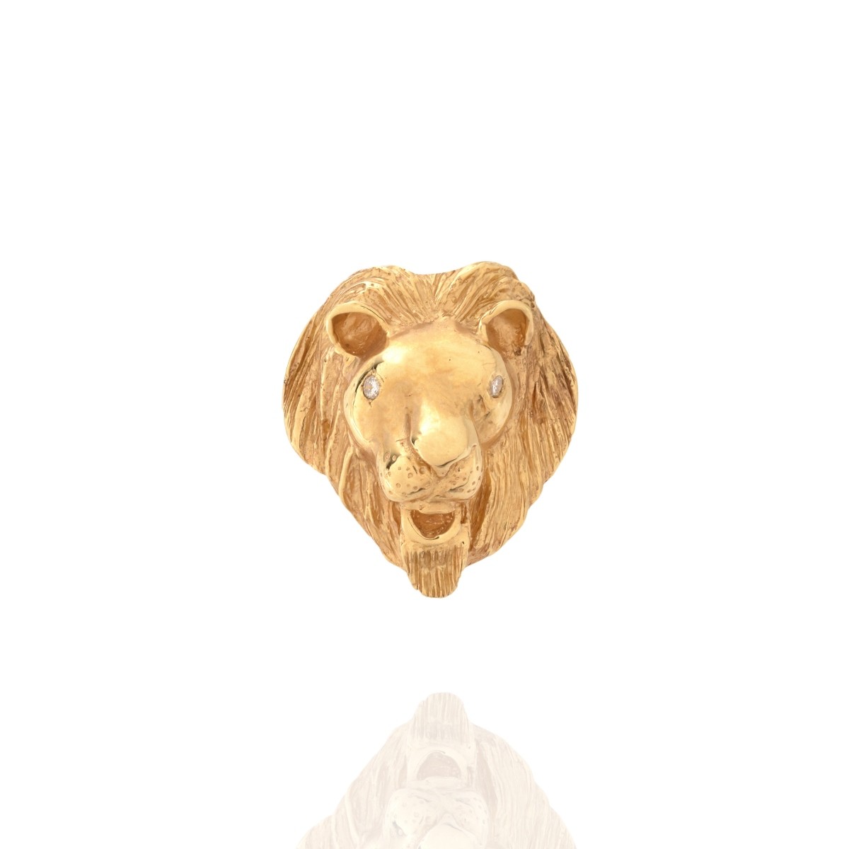 14K and Diamond Lion Brooch