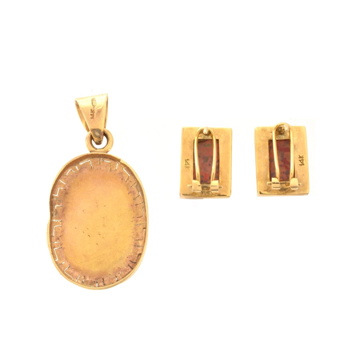 Opal and 14K Pendant and Earrings