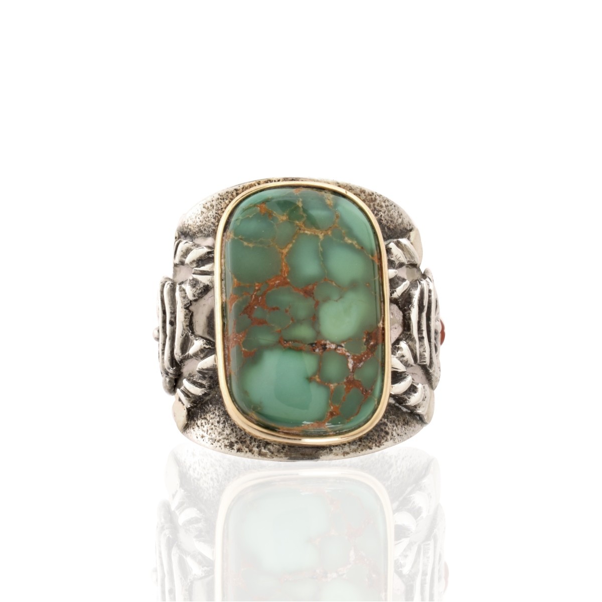 14K, Turquoise and Silver Ring