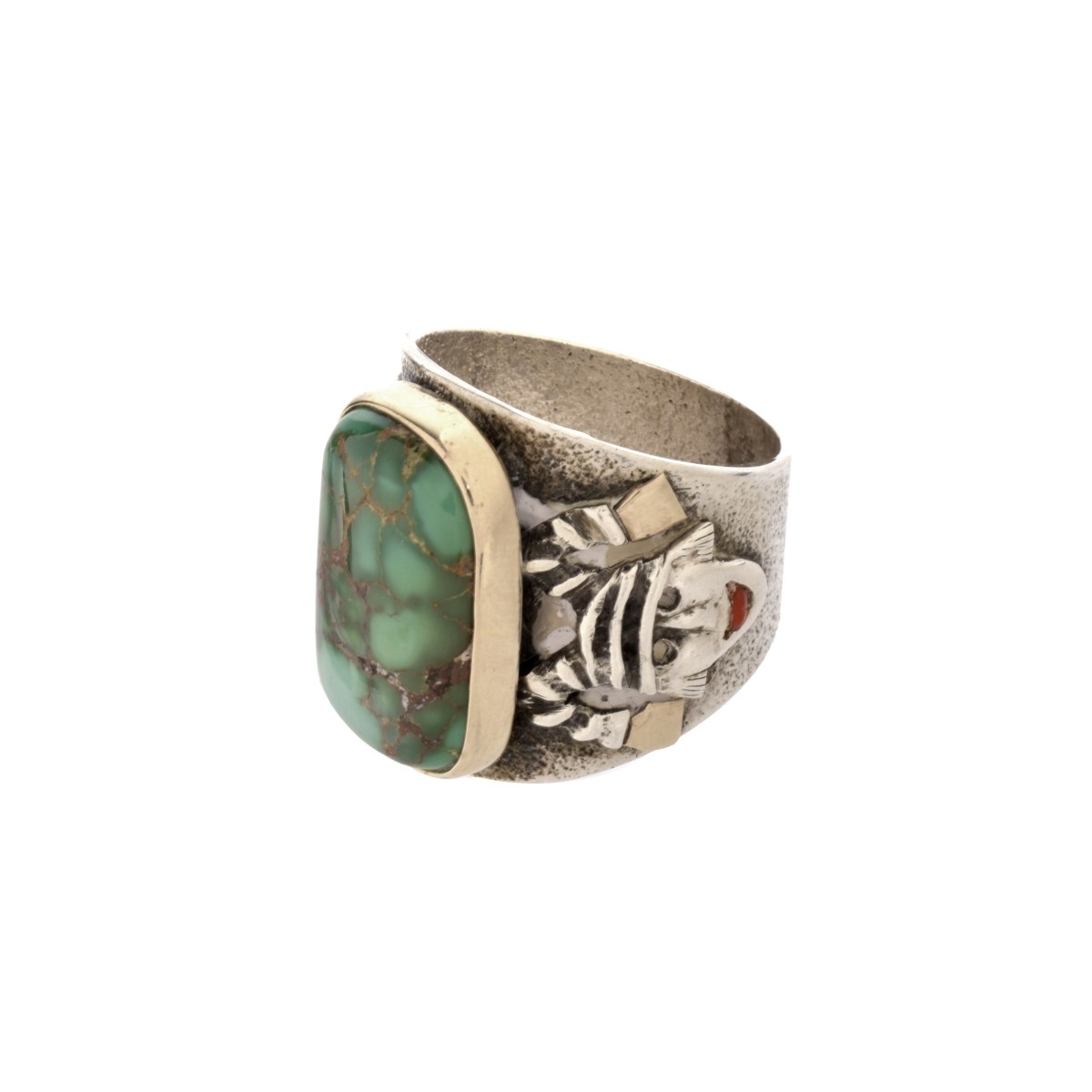 14K, Turquoise and Silver Ring
