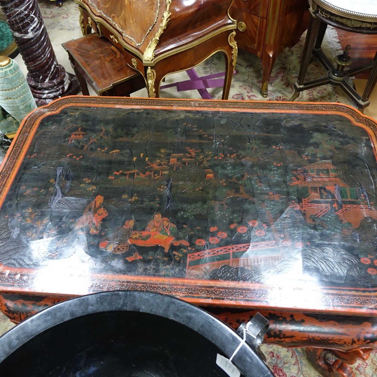 19th C. Chinese Red Lacquer Center Table