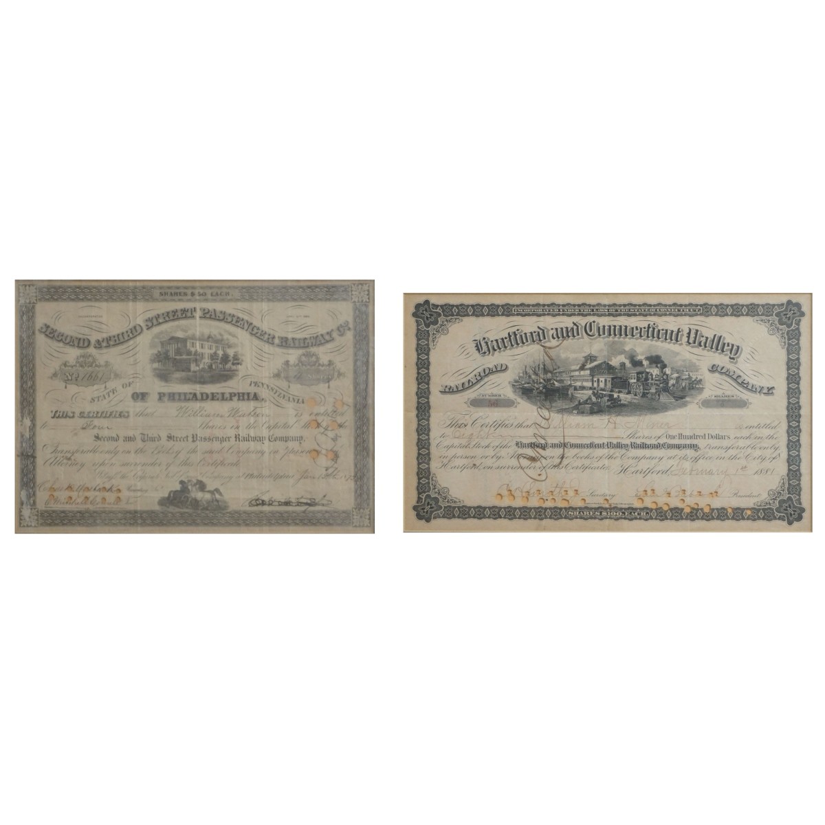 Antique Railroad Certificates