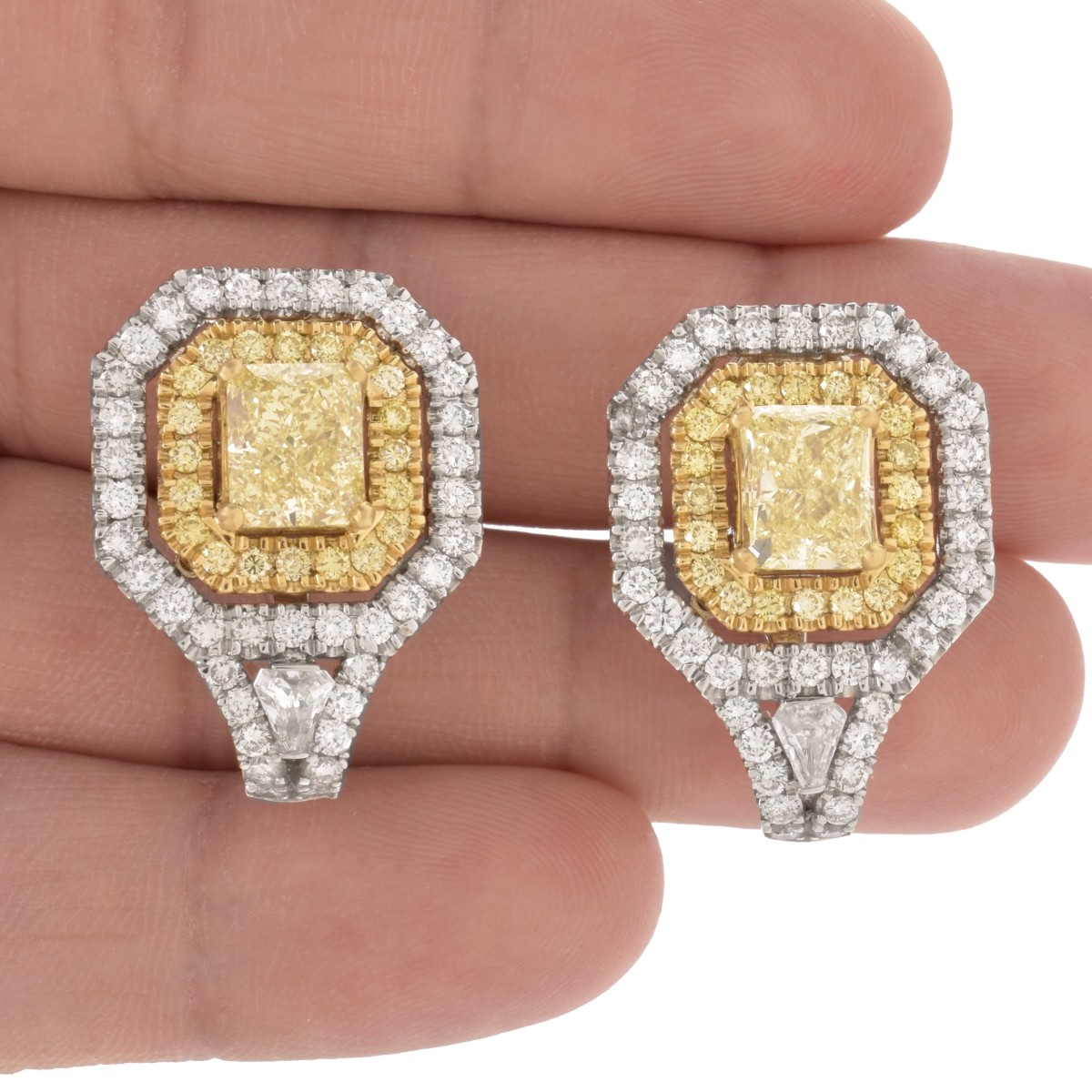 GIA Fancy Yellow Diamond Earrings