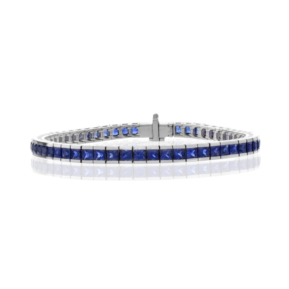 Sapphire and Platinum Line Bracelet