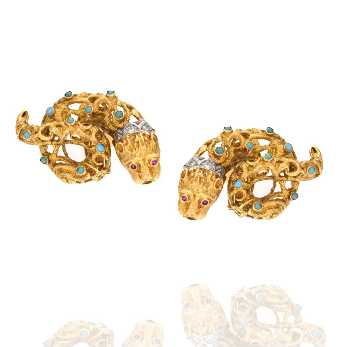 Diamond, Turquoise and 18K Earrings
