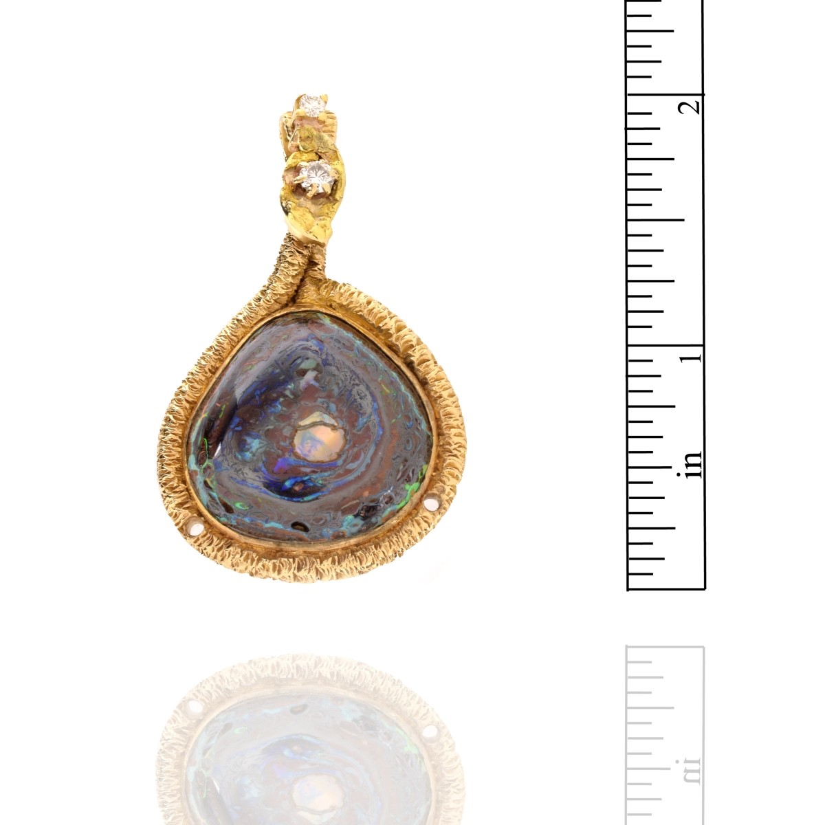 Opal, Diamond and 14K Pendant