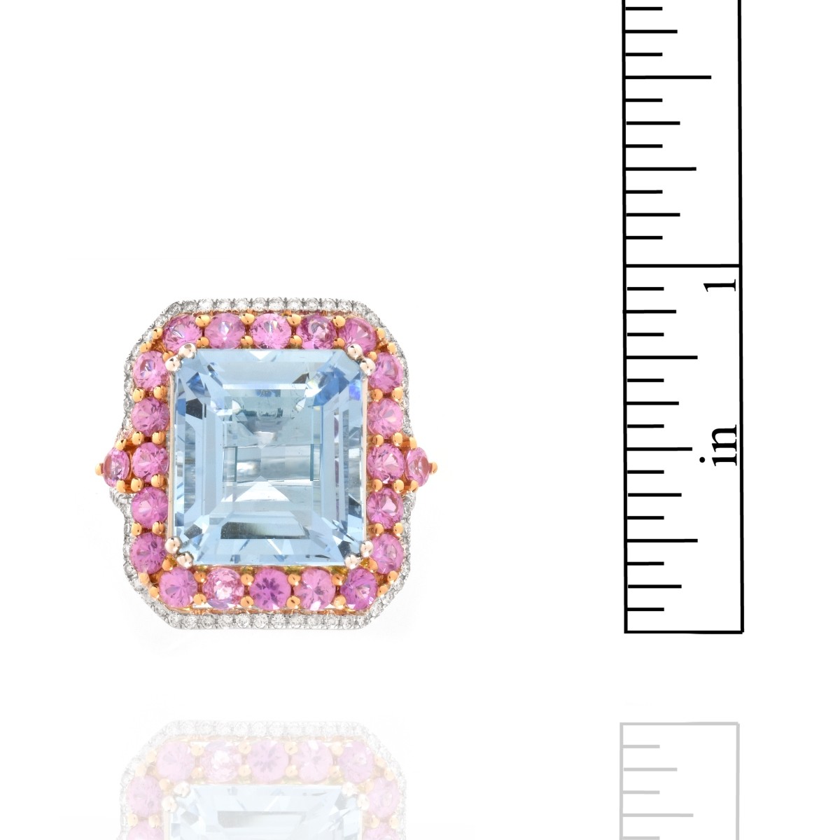 Aquamarine, Sapphire, Diamond and 18K Ring