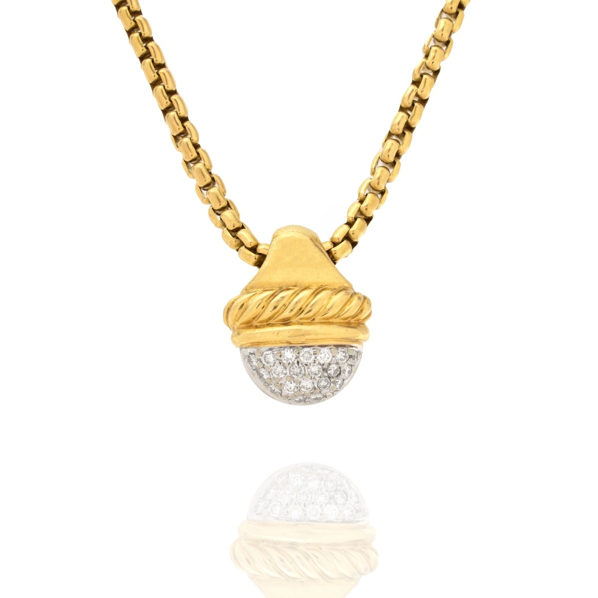 David Yurman Diamond and Gold Necklace