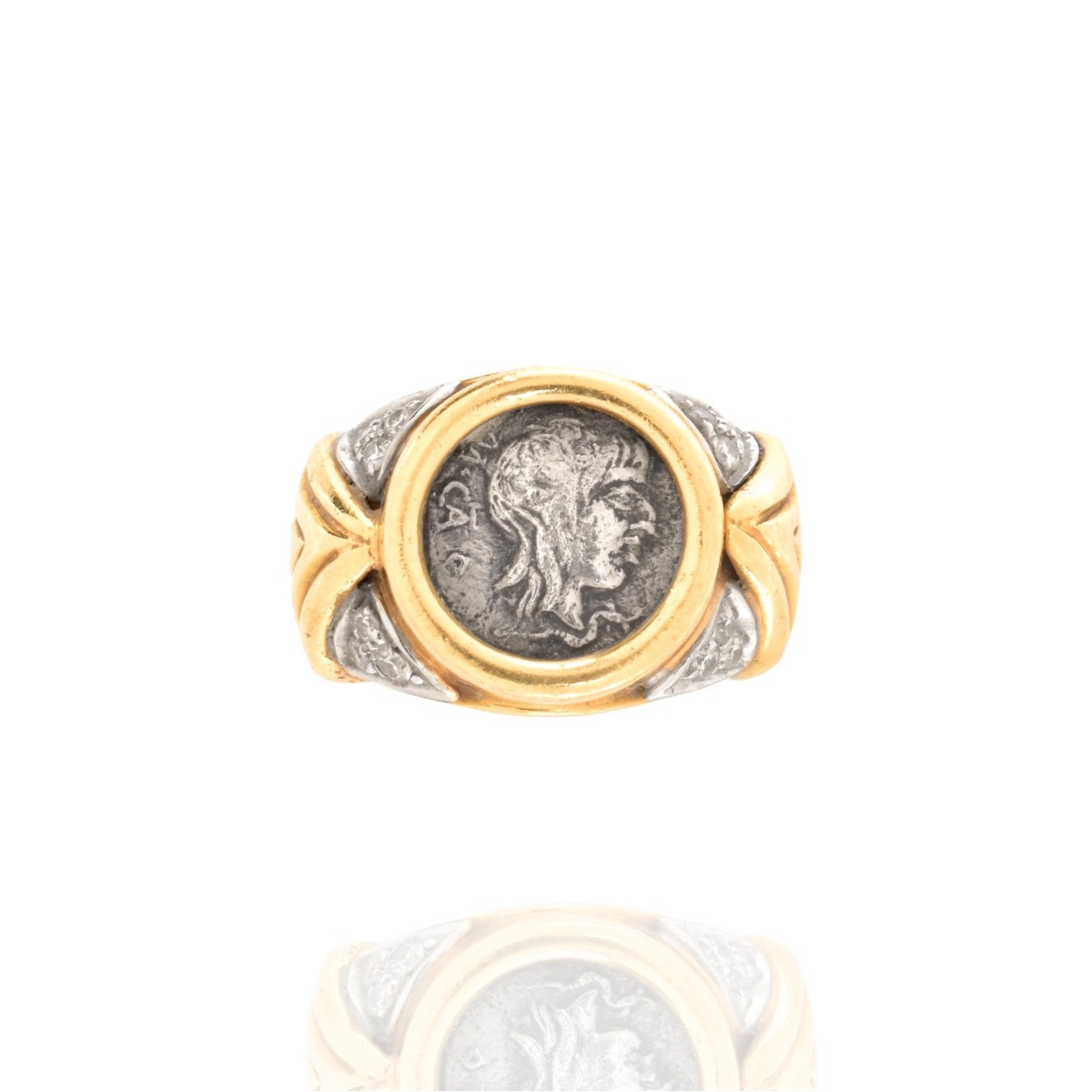 Diamond and 18K Coin Ring