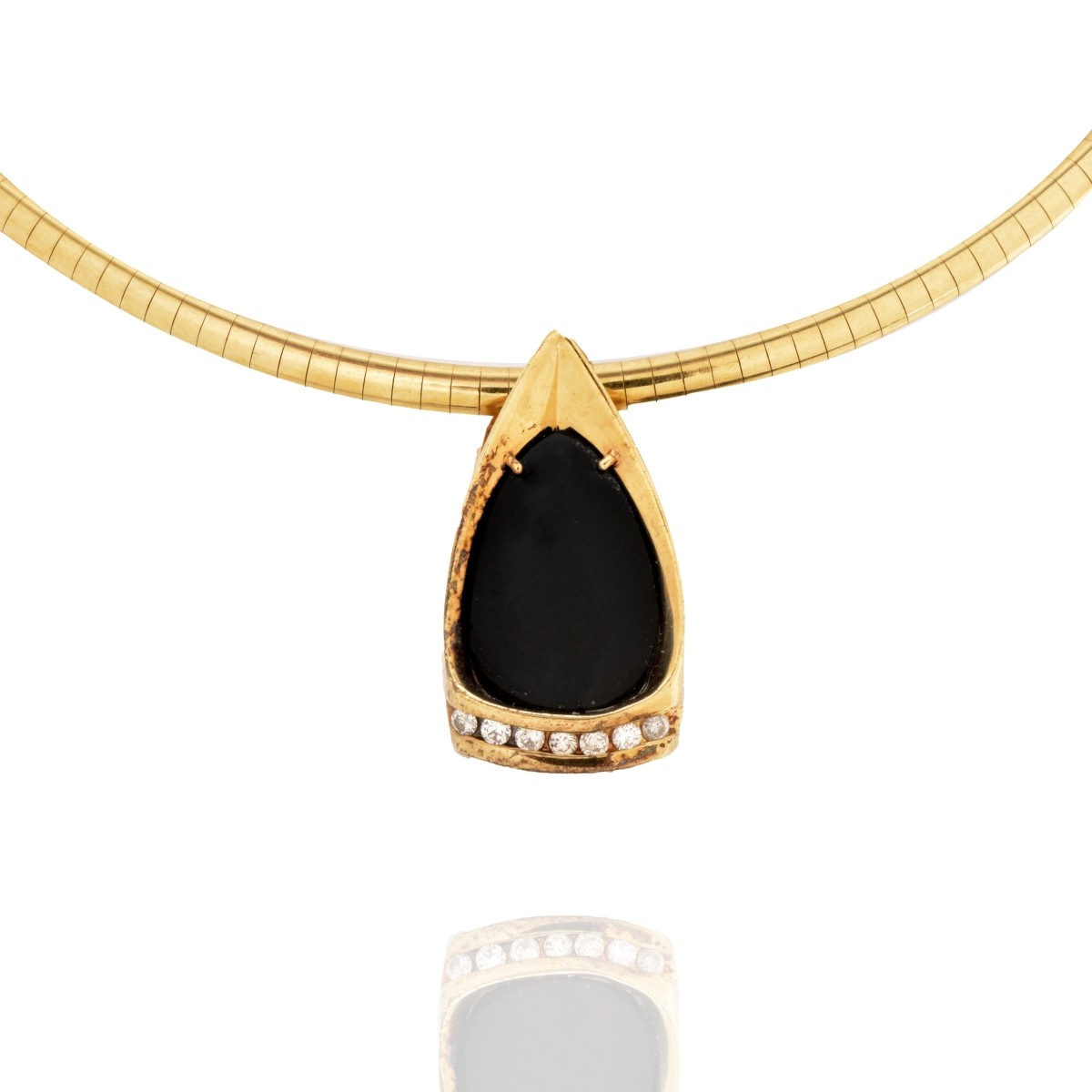 Onyx, Diamond and 14K Necklace