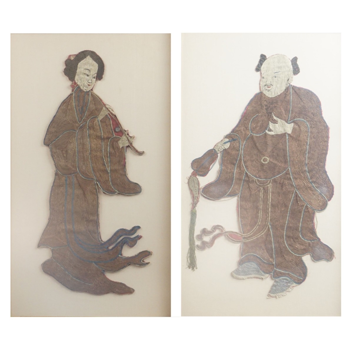 Pair of Chinese Embroidered Panels