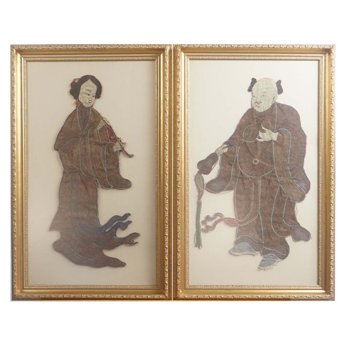 Pair of Chinese Embroidered Panels