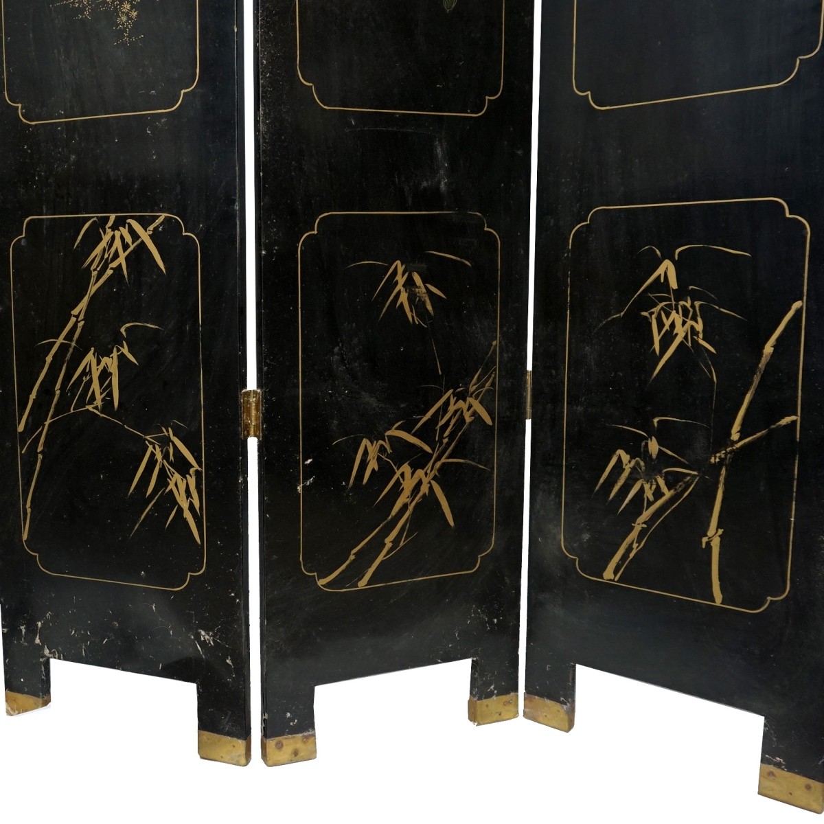 Chinese Black Lacquered 8 Panel Screen