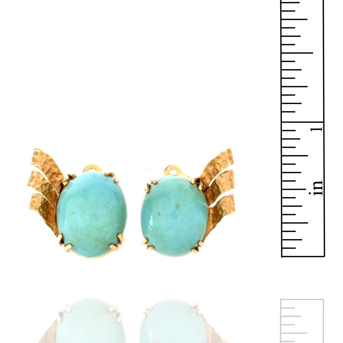 Turquoise and 14K Earrings
