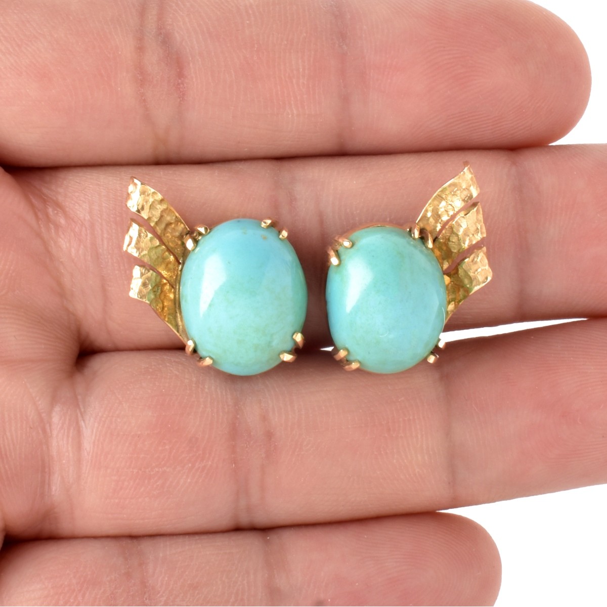 Turquoise and 14K Earrings