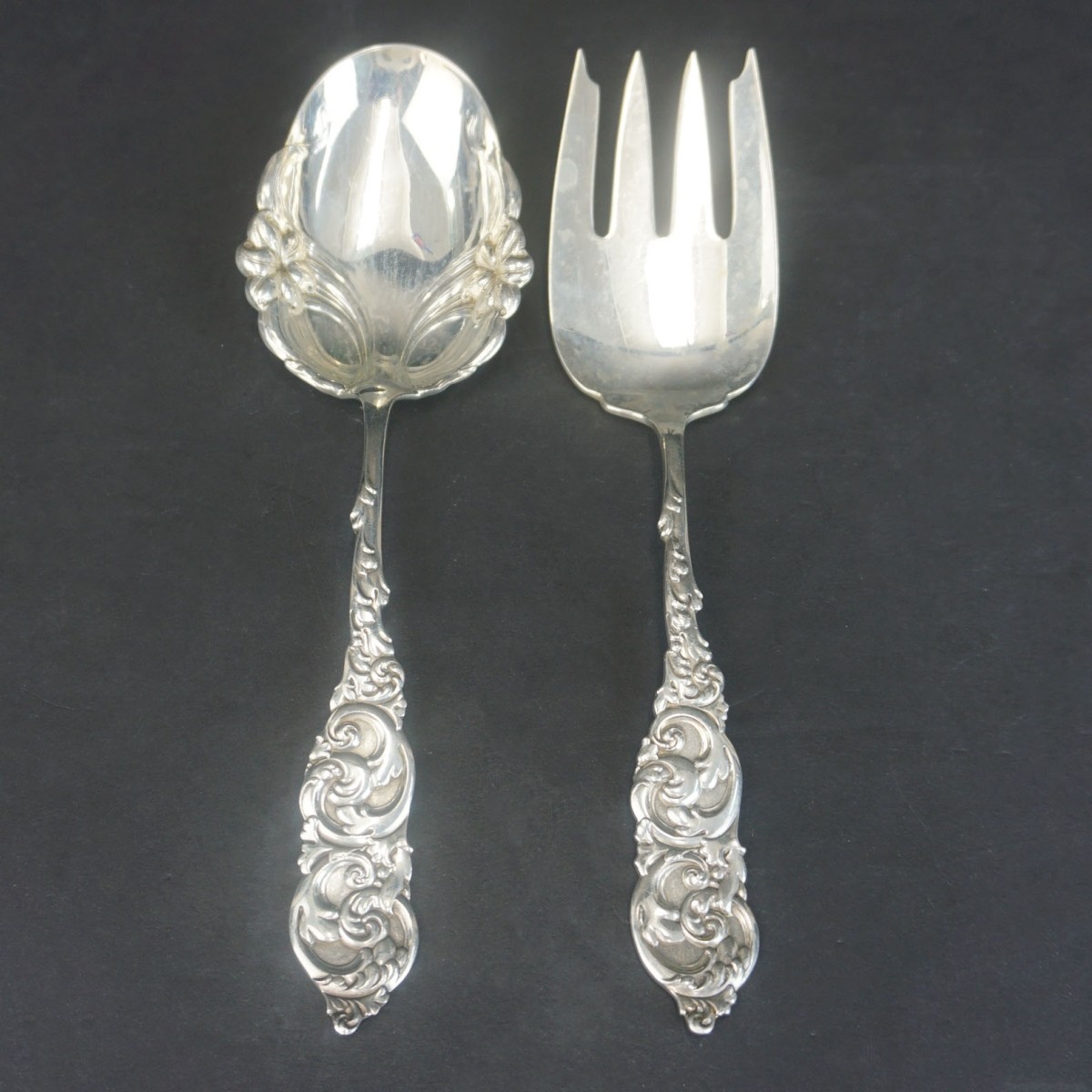 Amiston Sterling Serving Fork and Spoon