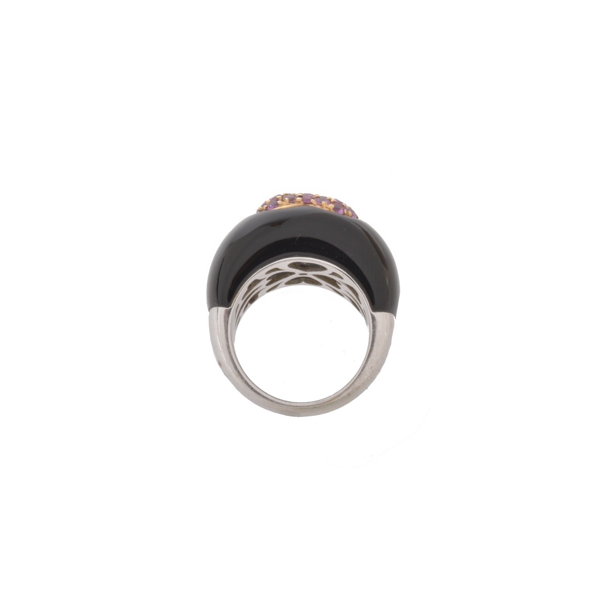 Sapphire, Onyx and 18K Ring