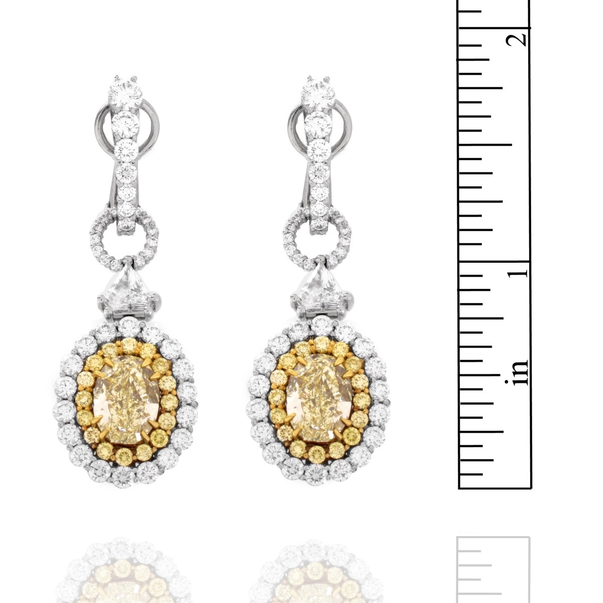 Fancy Yellow Diamond and Platinum Earrings